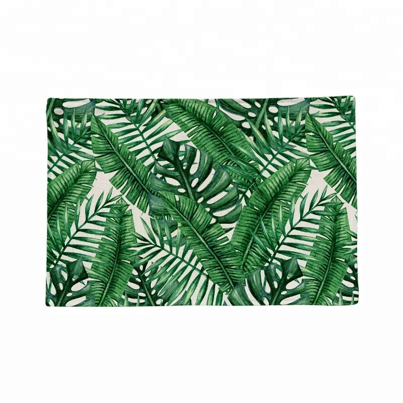 

Washable Customer Made Printed Heat Insulation Table Mats Tropical Plant Place Mats For Dining, Ready made or as customer's requirements