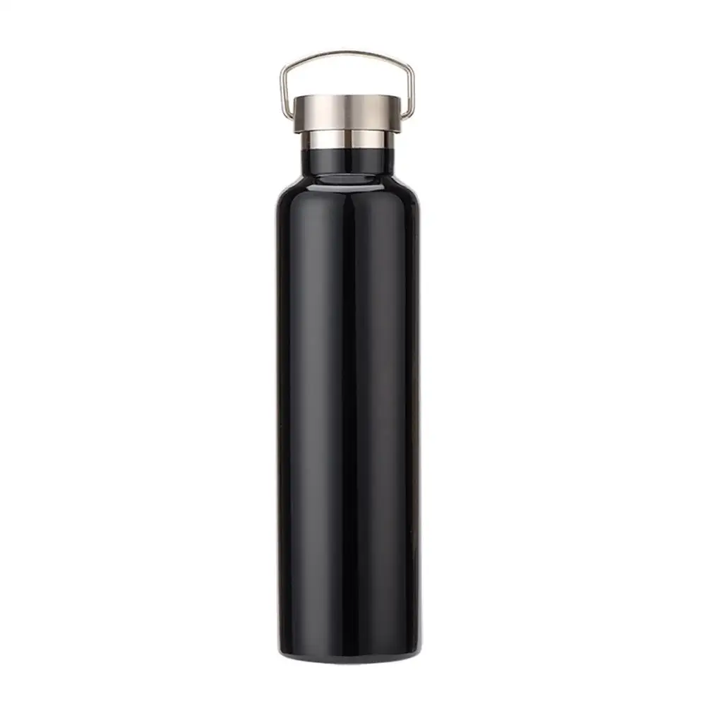 

1000ML high quality double wall 304 stainless steel water bottle with loop, Silver