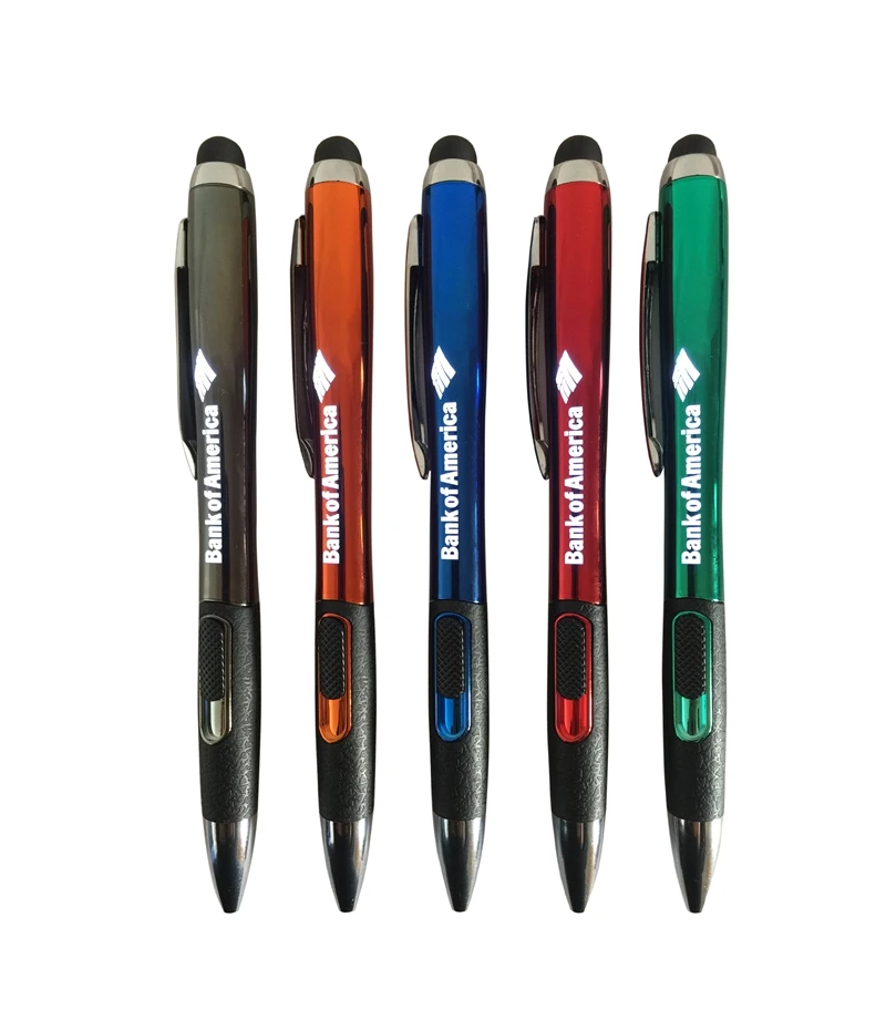 2018 trending products customized company aluminum logo light led stylus pen