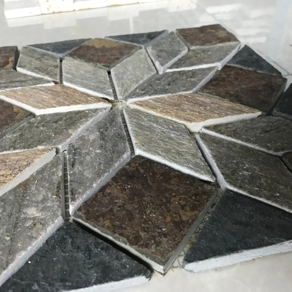 China natural mesh backing slate stone mosaic wall and floor tiles