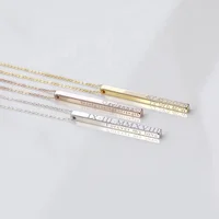 

Personalized 14k Plated Mantra Long 3D Bar Metal necklace