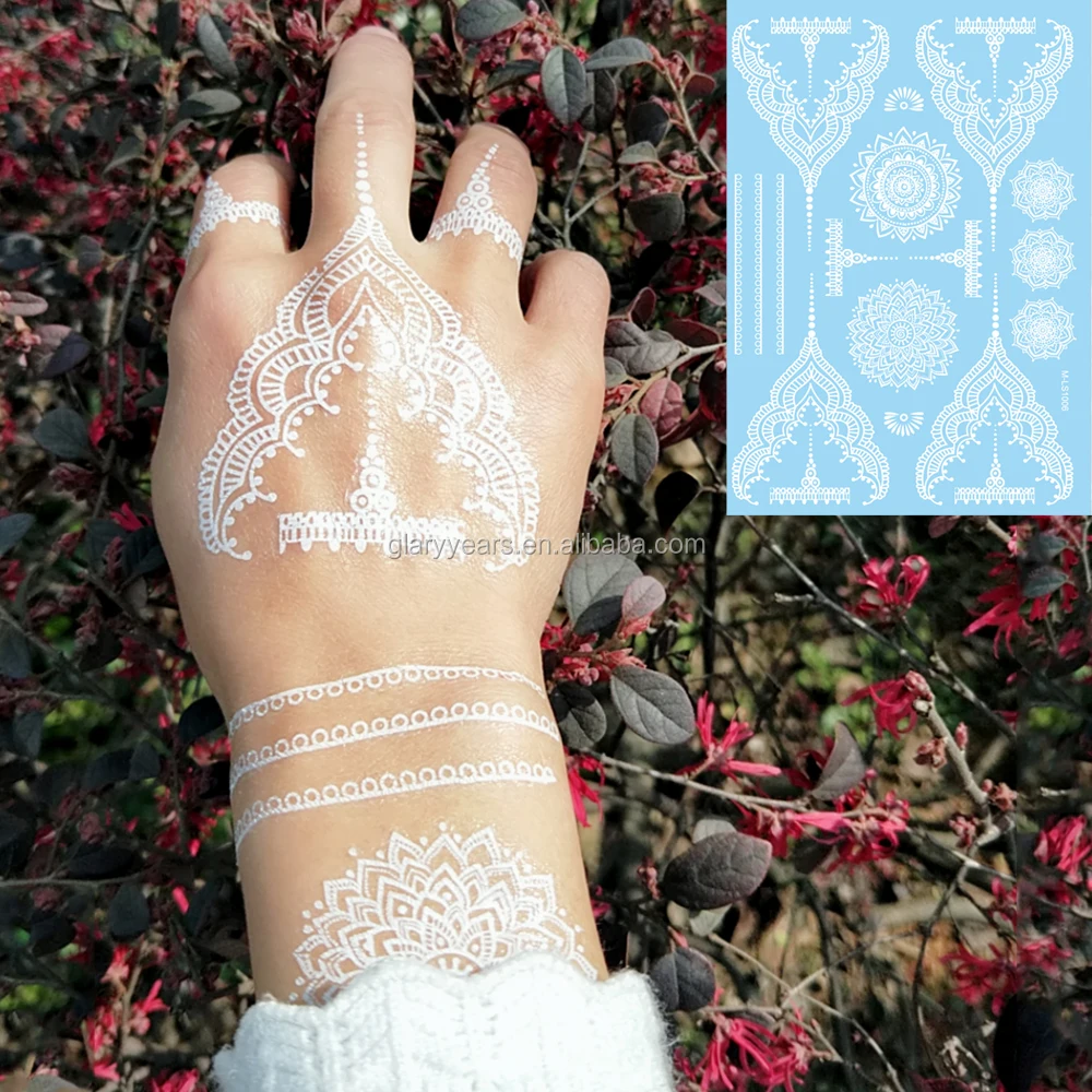 Bunga Renda Putih Tangan Henna Temporary Tattoo Sticker Buy Henna