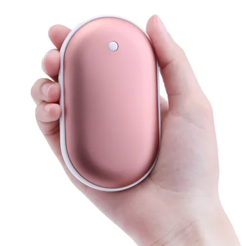 

5200mAh USB Rechargeable Electric Hand Warmer Heater Pebbles Double-Side Pocket Warmer Power Bank for iPhone