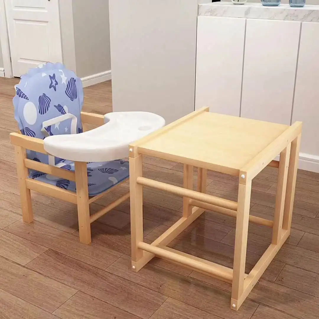 Multipurpose Adjustable Height Solid Wood 3 In 1 Baby High Chair