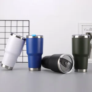 Image of Wholesale Cheap High Quality Stainless Steel Metal Powder Coated 30 oz Stainless Steel Tumbler.