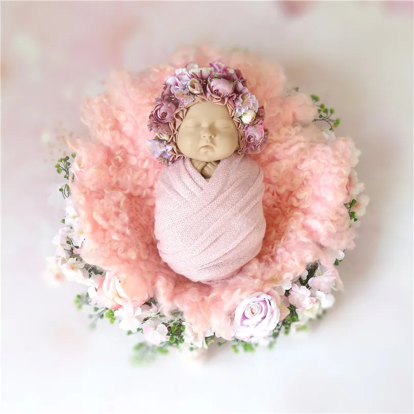 

Vintage Baby Photo background Newborn Flower Garland backdrop Baby girl Floral Wooden props