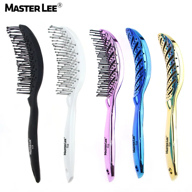 

Masterlee Brand Good Quality Boar Bristle Vent Hair Brush Curved Hair Brush, Black