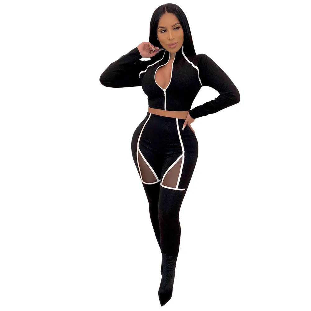 

Fashion sexy crop top hollow out pants for women two piece club set clothing 3496, N/a