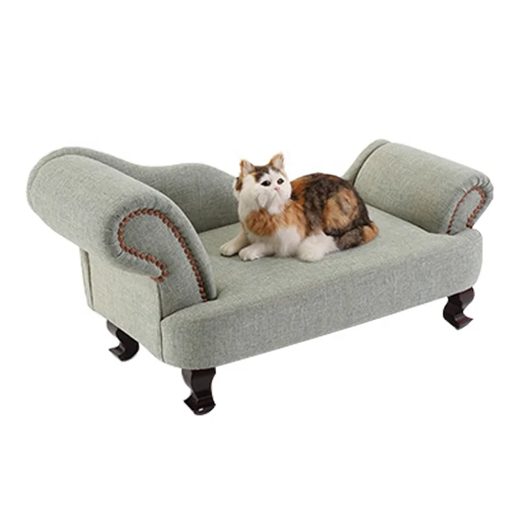 

Luxury cotton linen cover pet dog bed sofa with solid wood frame, Customized