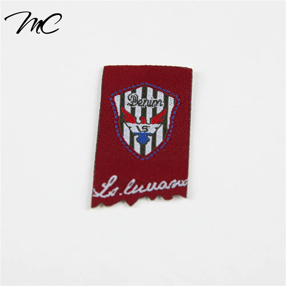 

Irregular Shape  Printed Woven Label For Clothing, Custom