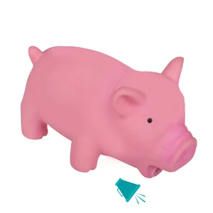 Image of wholesale manufacturer cute pink medium large pig squeaky pet dog latex toy