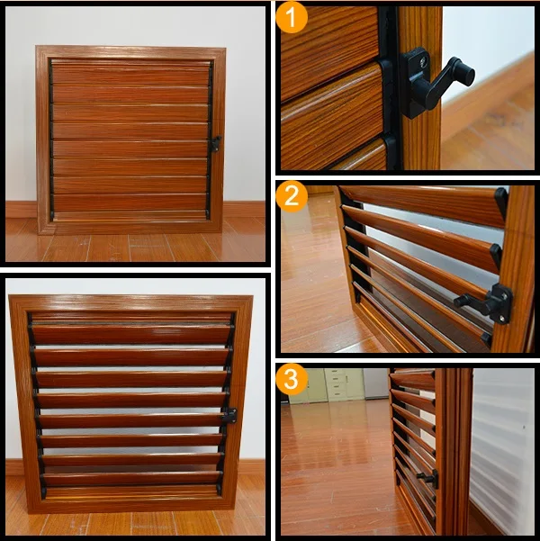 American Style Soundproof Timber Aluminum Louvers Windows Exterior