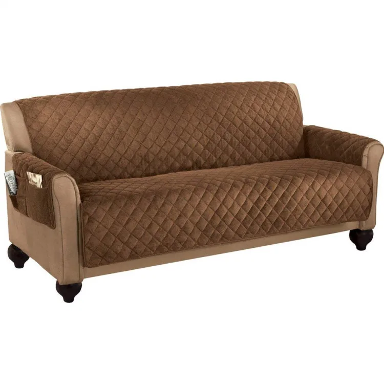 Micro Fleece Quilted Furniture Protector Cover With Pockets Super Micro Fleece Quilted Furniture