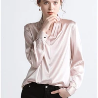 

Satin Silk Cool and Elegant Office V neck Lady Shirt Women Office Blouse