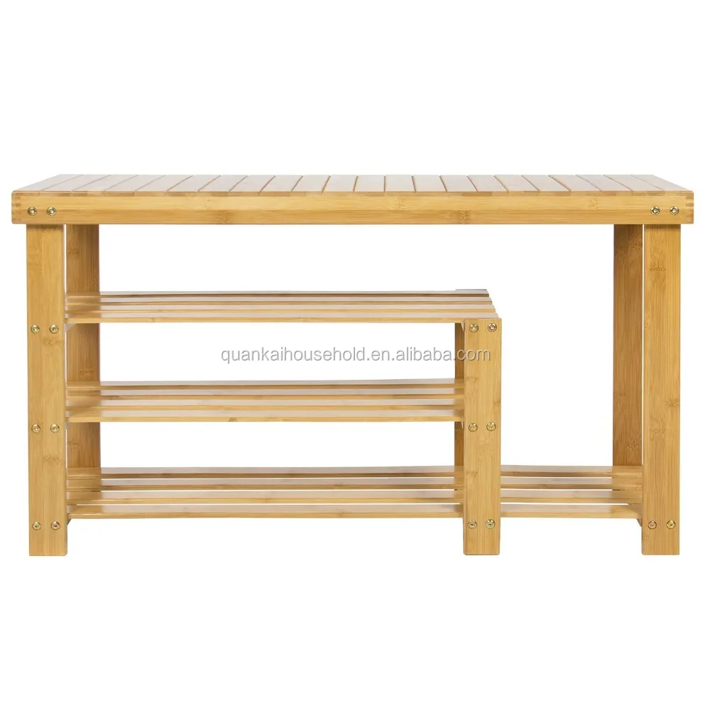 Boden 2 Schuh Regal Führung Lagerung Eingang Bambus Schuh Hocker Rack