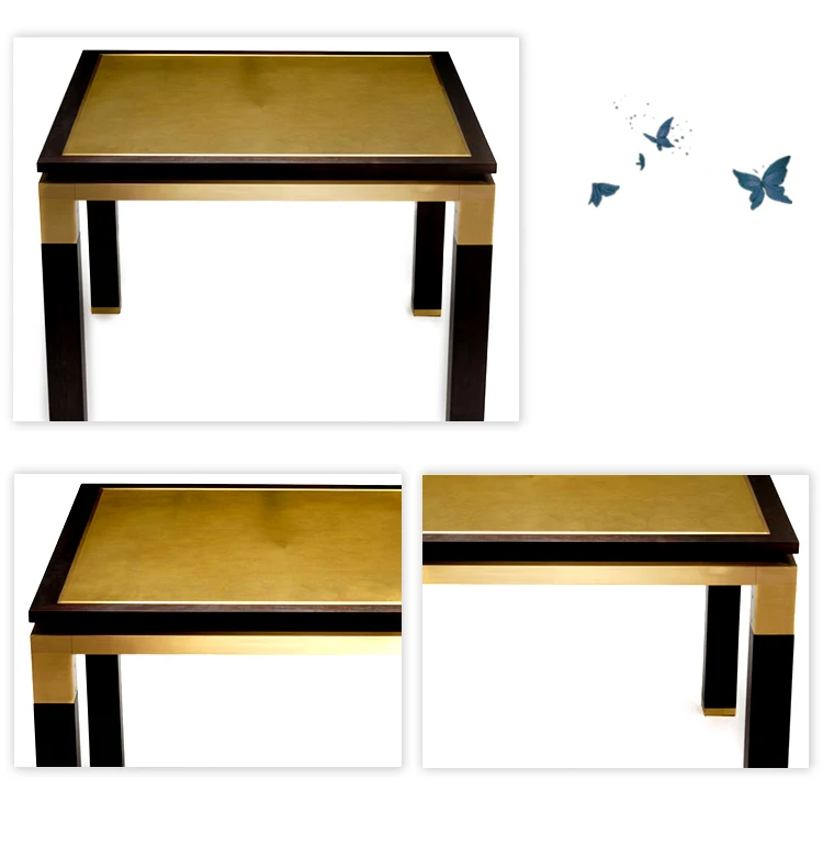 New arrival kung fu gold square tea/coffee restaurant table for sale