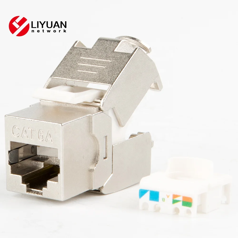 
zinc alloy 180degree RJ45 STP Toolless keystone jack 6a 