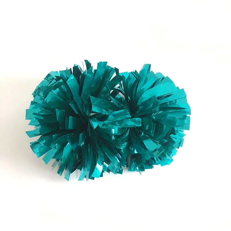 4 Inch 1 Color Cheer Pom Poms Metallic Teal Of Cheerleading Factory