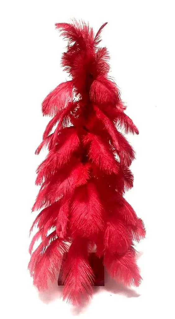 1920s Style Red Vintage Real Mixed Feather Christmas Tree 1920 S Style Red Vintage Real Mixed Feather Christmas Tree Ostrich Duck Feathers 36