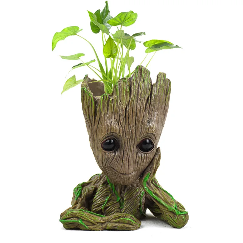 Treen Man Shape Flower Pot Pen Pot Guardians Of The Galaxy Baby Groot Figur...
