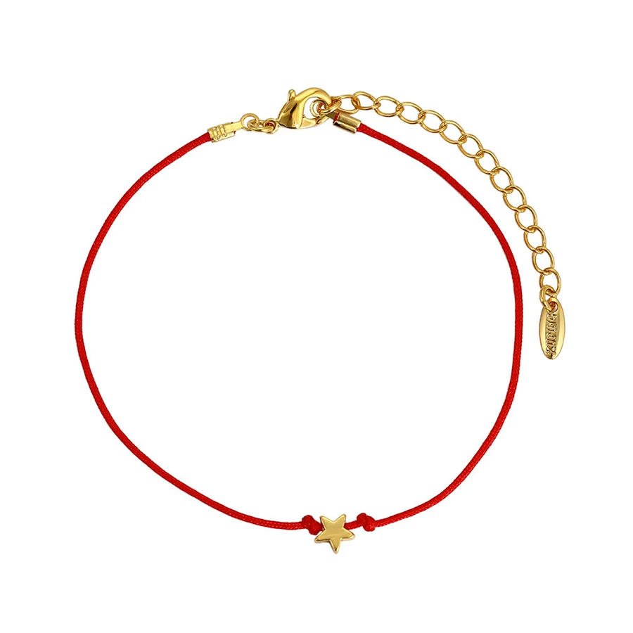 

74741 xuping clasp popular star trendy red rope 24k gold plated chain colombian handmade bracelet