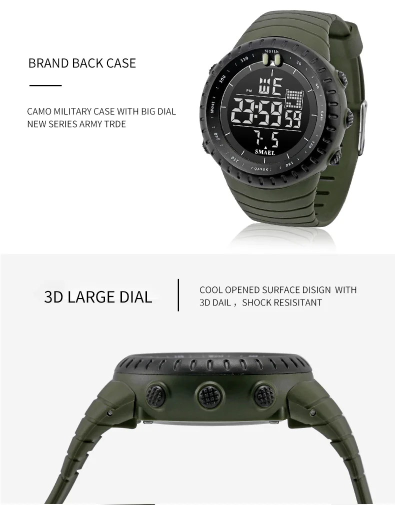 SMAEL 1237 Fashionable Waterproof Rubber Band Digital Back Light Men Sports  Watches Relogio| Alibaba.com