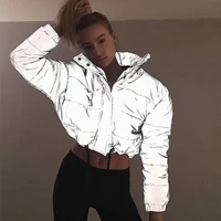 

Fashion cropped reflective jacket women reflective puffer jacket