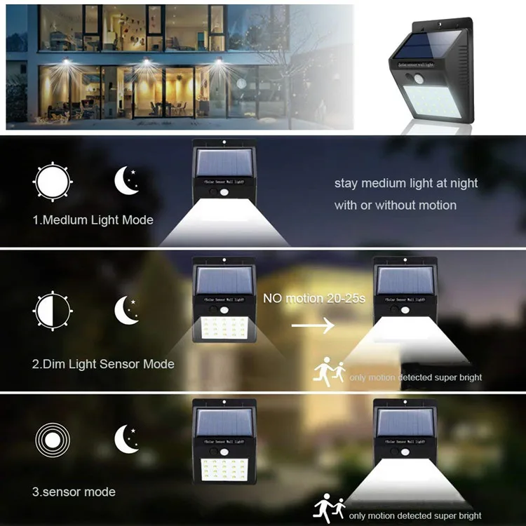 Quantex 6w outdoor wall mounted solar lights easy-to-install outdoor solar lighting
