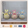 Best Quality Set of 3 Easter Bunny Rabbit Decorative Recycle Paper & Metal Decoration