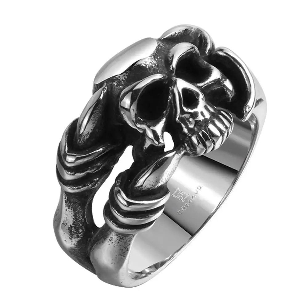 Anillo Vikingo De Titanio Para Hombres Estilo Punk Y Rockero