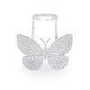 Fashion Jewelry Movable Finger Cubic Zirconia Rhodium Plated Butterfly Finger Ring
