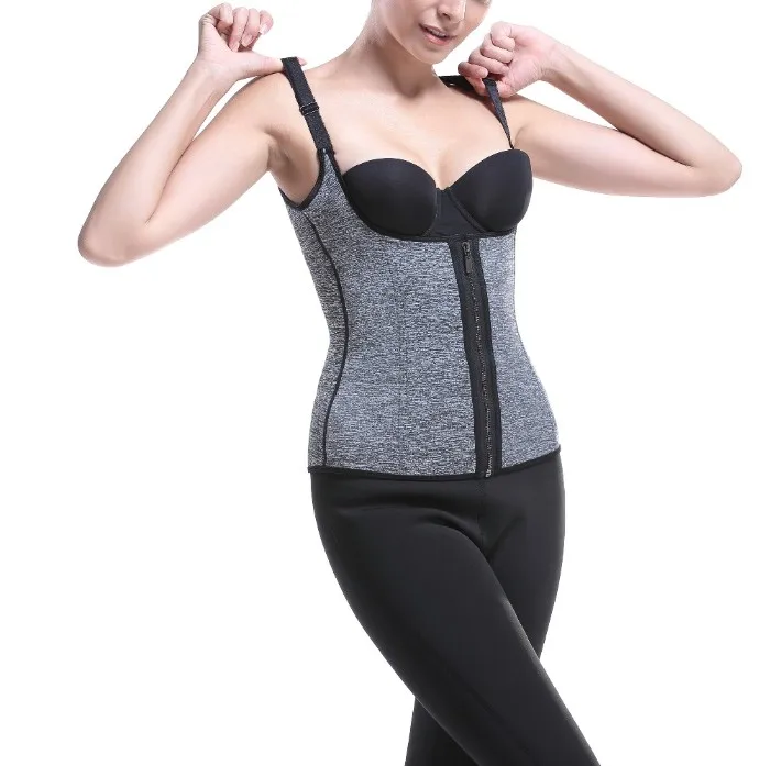 

Women Burn Fat Body Shaper Neoprene Zip Strap Waist Trainer Sweat Trainer size xs- xxxxxxl, Gray