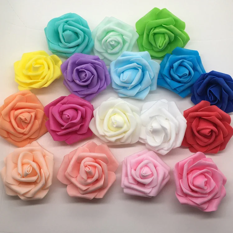 Colorful Pu Material Decorative Artificial Flower Single Rose Shape Flower For Wedding Using