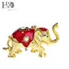 H&D Lovely Elephant Jewelry Box Trinket Box Ornament Crystals Hand-painted Patterns Hinged Jewelry Trinket Box Collectible