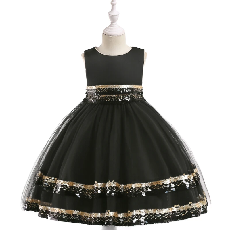 

Trending Products New Design Kids O Neck Satin Girl Dress Of 9 Years Girls Frock L5038, Black;blue;champagne;wine red
