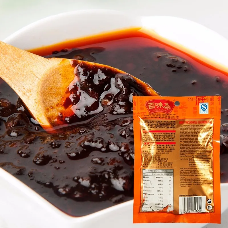 
Baiweizhai shredded pork with garlic sauce 200g per Bag, Yuxiangrousi, Condiment of Sichuan Flavors, Chili Sauce 