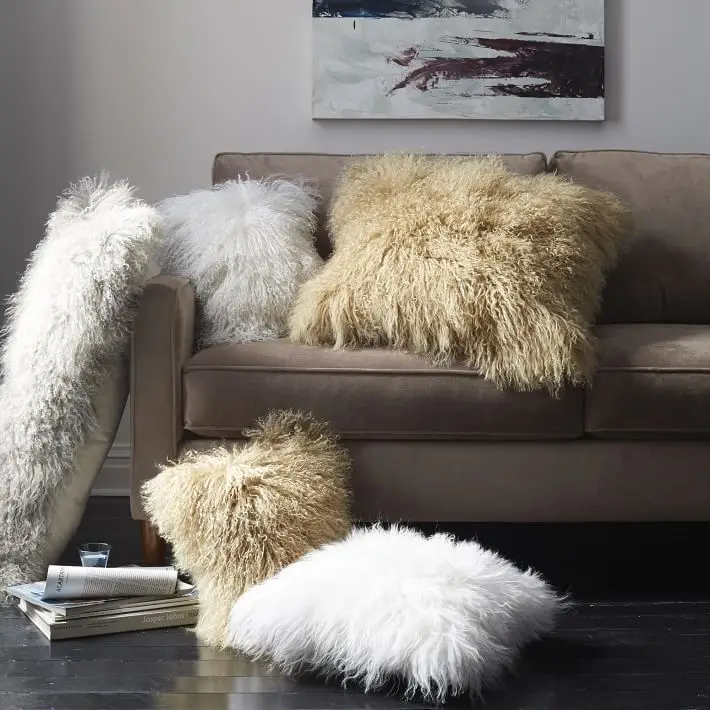 100 Real Mongolian Fur Pillow Covers Tibetan Lambskin Fur Cushion