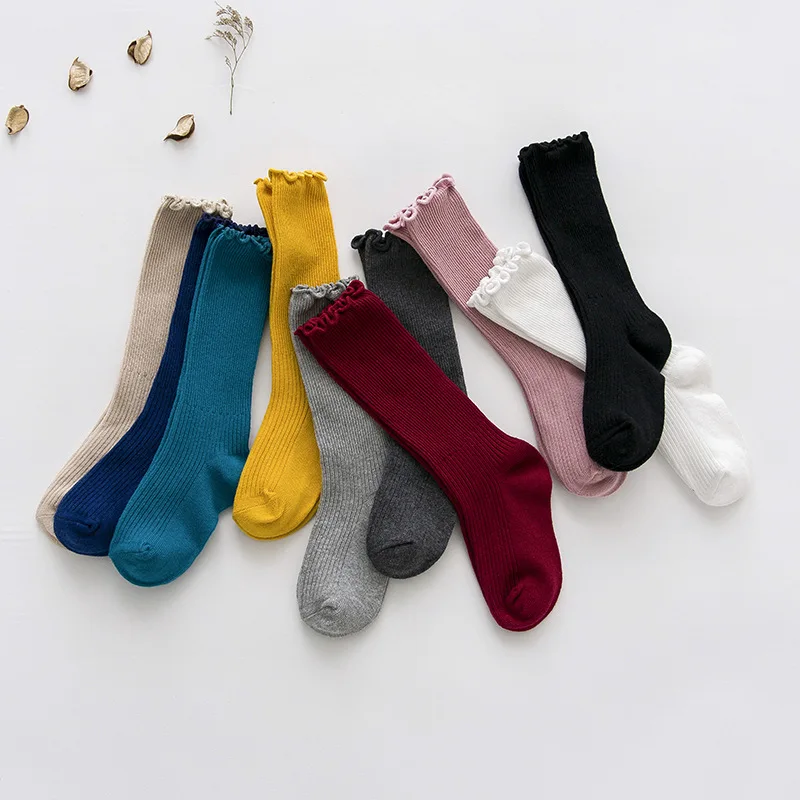 

BONYPONY Cute Boys Girls Candy Colors Combed Cotton Ribbed Crew Socks Casual School Uniform Kids Happy Socks