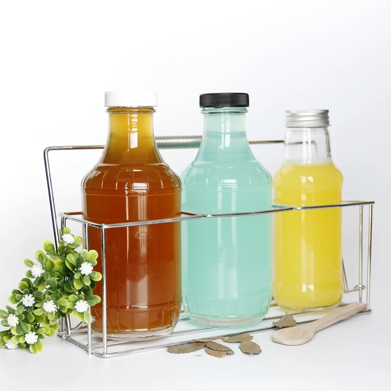 16oz 500ml Clear Glass Bbq Sauce Bottle With Plastic Cap For Cooking