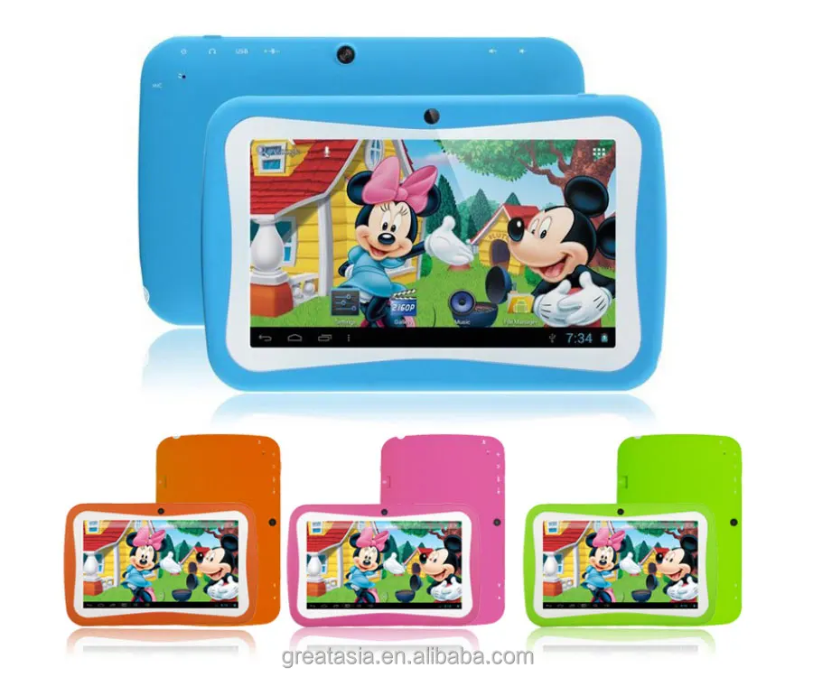 

Wholesale low price 7 inch Educational Kids Tablets PC Android 5.1 with Rubber Case WIFI baby tablet pc