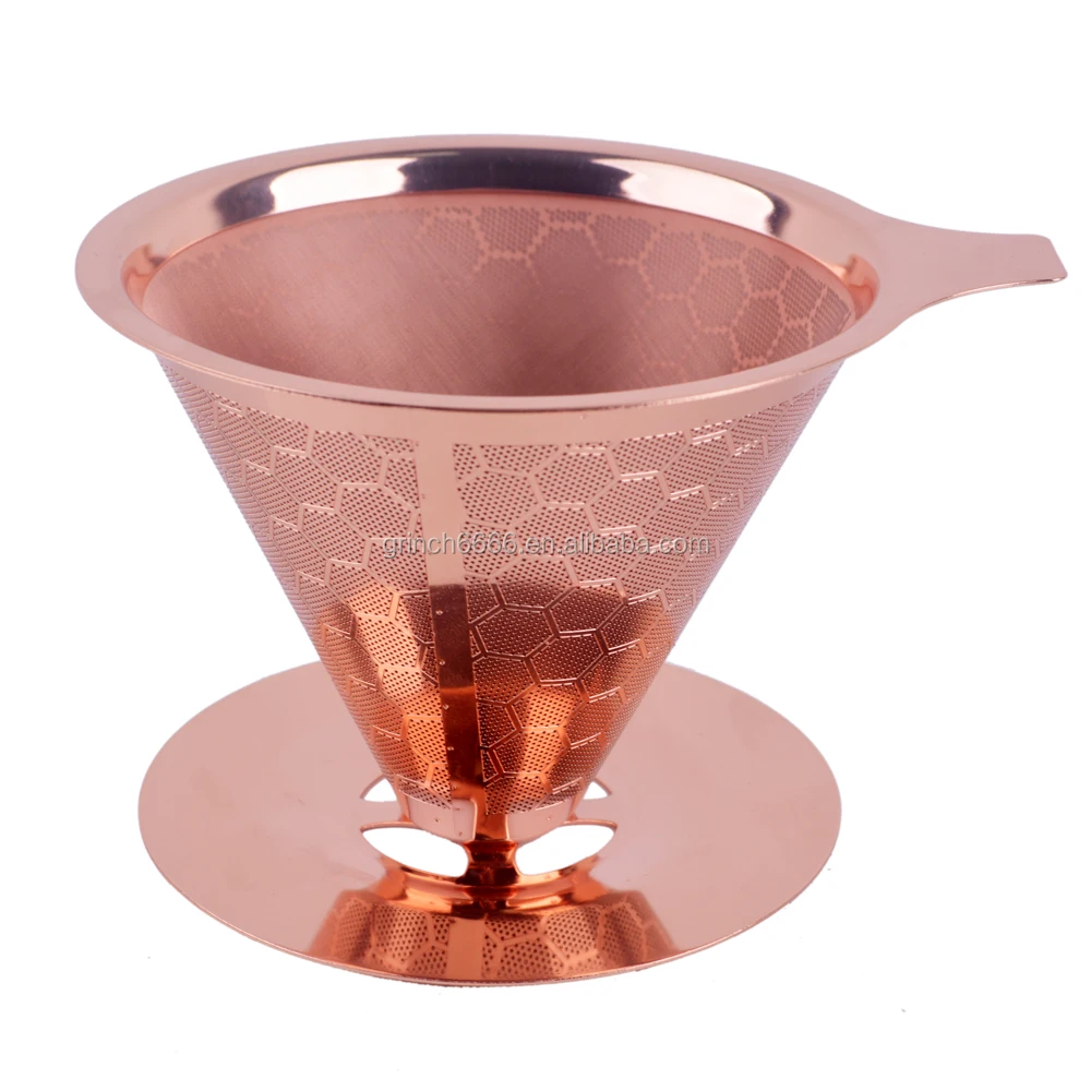 New Pour Over Coffee Filter Copper Drip Cone Dripper With Stand Buy