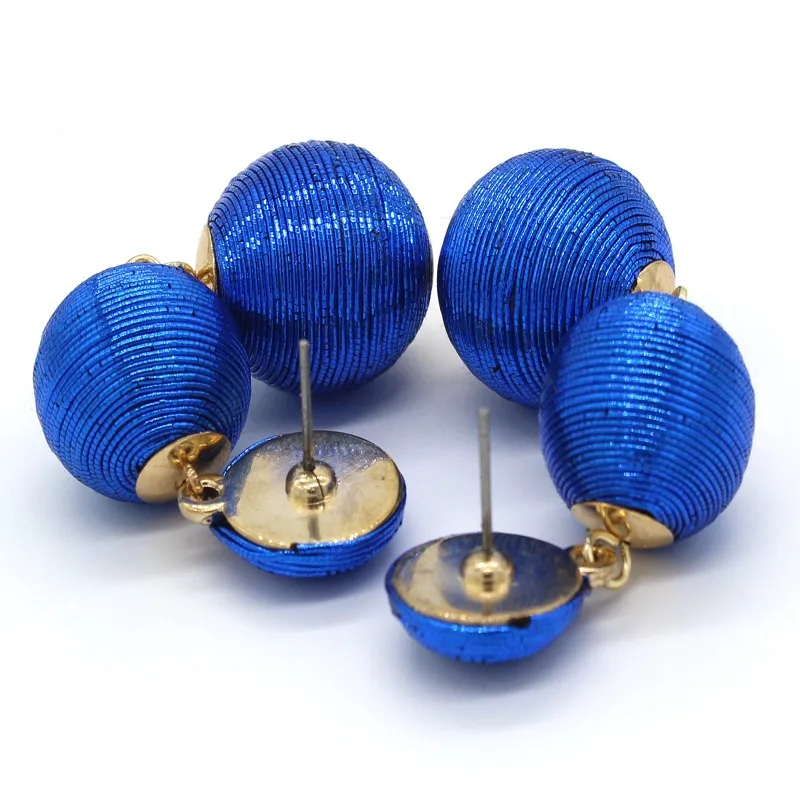 Colorful Fashion Thread Lightweight Cord Hoop Two Ball Earrings Buy