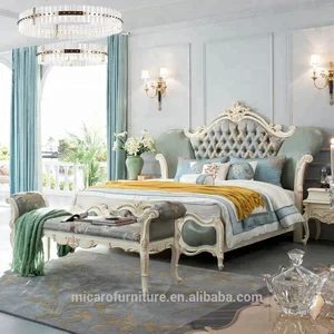 Romantic French Style New Classic New Model King Size Bed White Bedroom Furniture