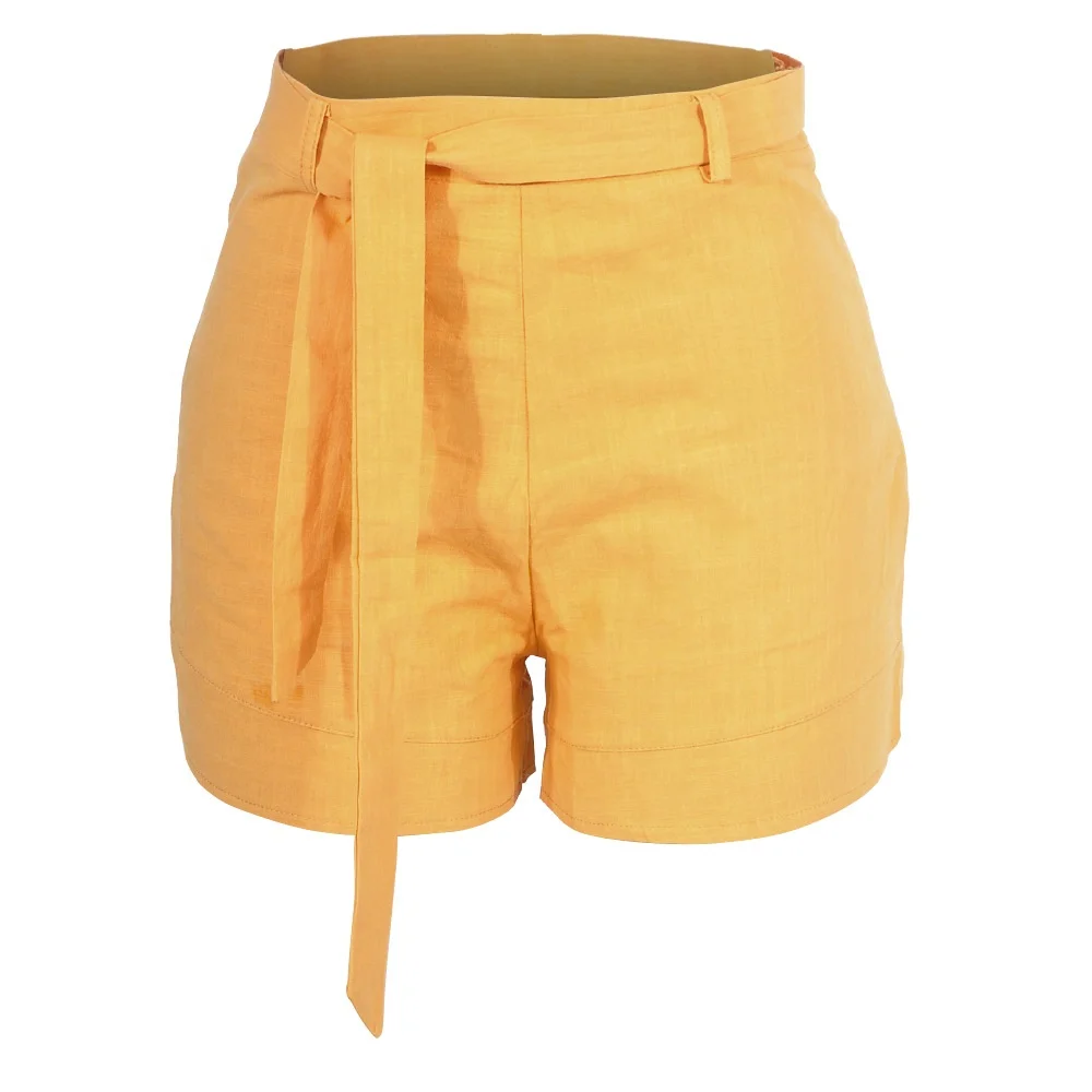 

Wholesale Summer Women Loose Casual Simple High Waist Bandage Shorts