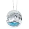 925 Sterling Silver Sealife Wave Larimar Pendant Necklace Larimar Jewelry Designs