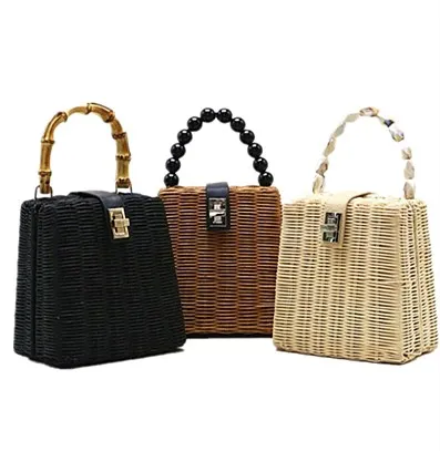 

Acrylic Beads Handmade Fashion Handbags for Women Shoulder Rattan Bag 1pc/poly Bag Bali,new Style Single Round Linen Daily Cover