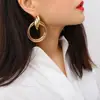 Kaimei new product ideas 2019 jewellery fashion 18k gold hoop earrings women extra big round rope dangle drop earrings women