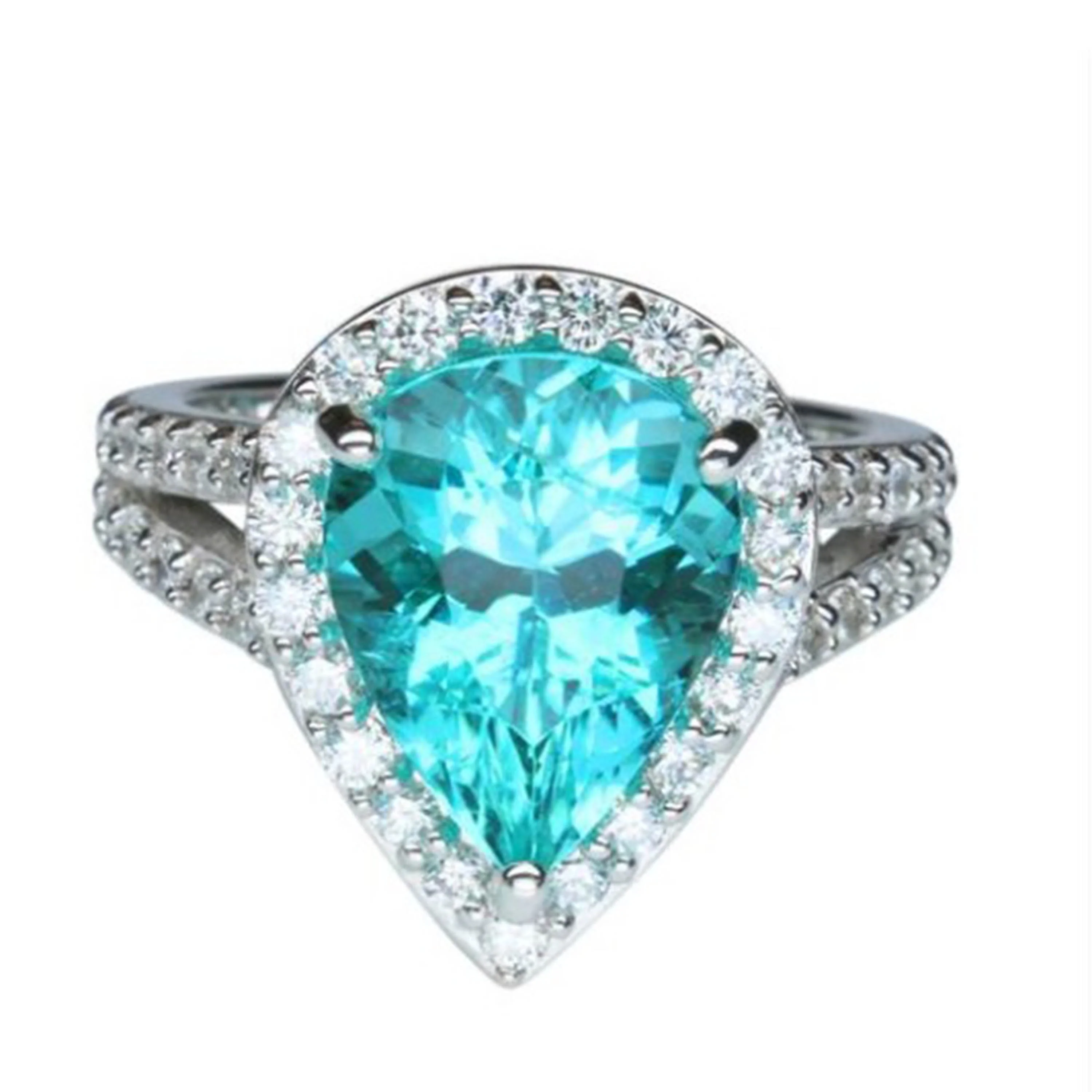 

925 Sterling silver Green Stone Paraiba Ring greenish blue Tourmaline Jewelry