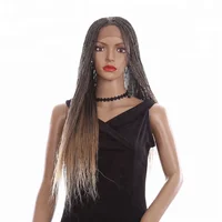 

Made by Hand Micro Braid Wig Black Synthetic Lace Front Wig Heat Resistant Fiber Braided Box Braids Wig for Black Women
