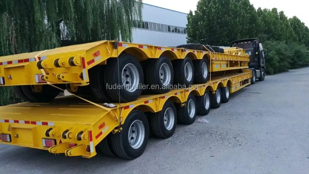China Factory 4 Axles Lowbed 120 Ton Trailer With Hydraulic Ladder